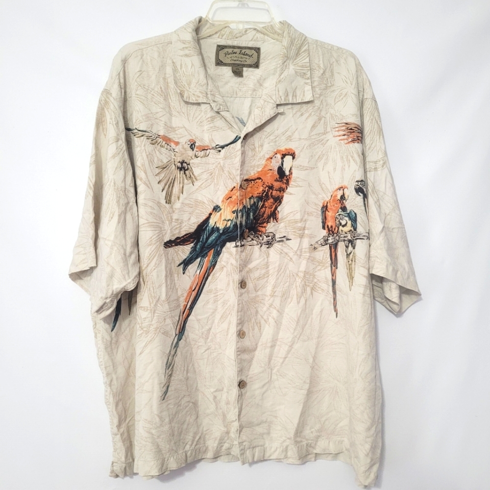 Palm Island 100% Silk Parrot Hawaiian Shirt XXL